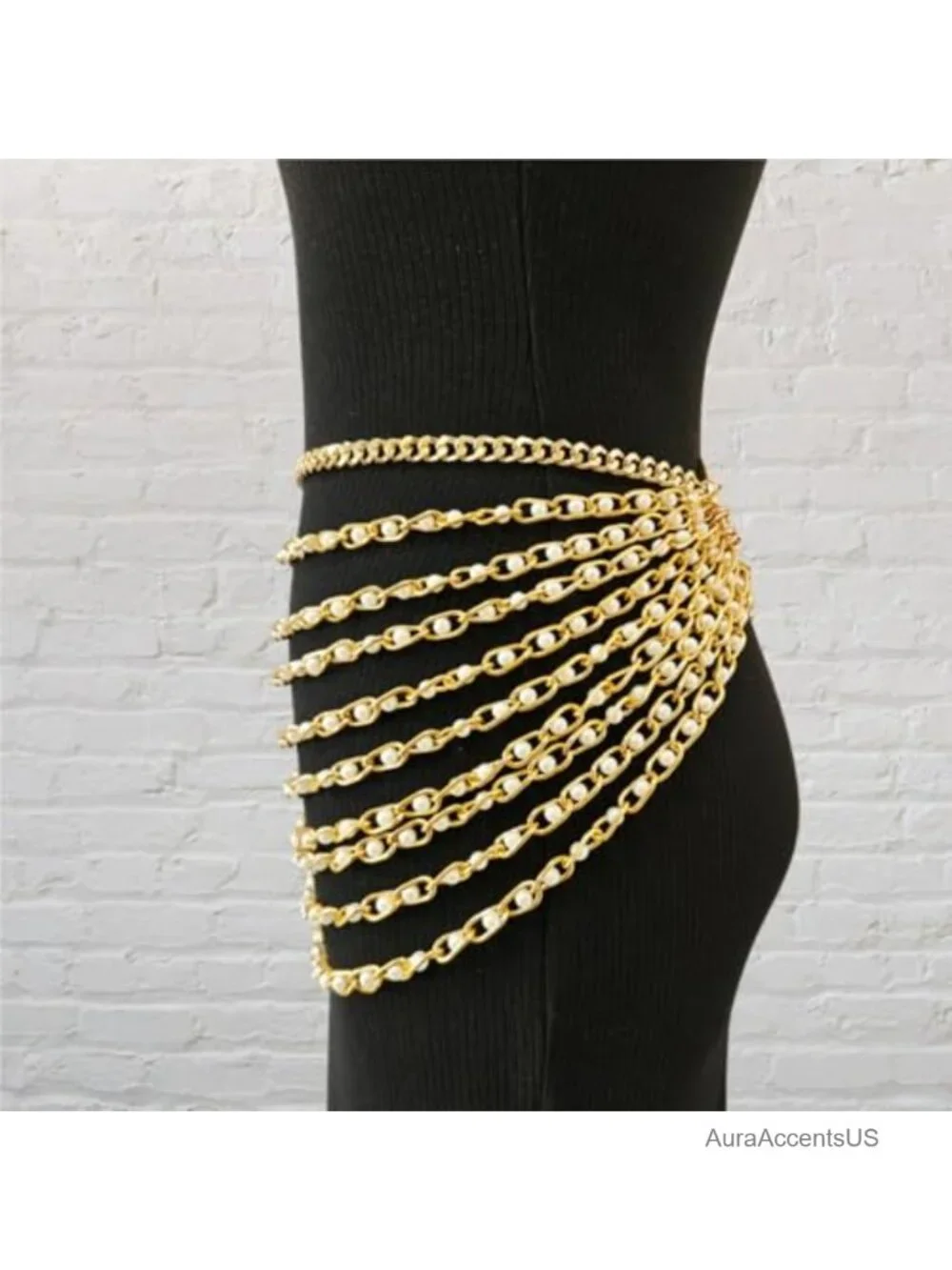 Sexy Multilayer Metal Pearl Waist Chain Belt Fashion Waist Accessory